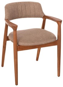 Καρέκλα Πολυθρόνα JAMES Teak Wood με Ύφασμα Σαμπανί 57x52x76Υεκ. 57x52x76 εκ.