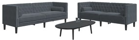 vidaXL Καναπές Chesterfield Σετ 2 Τεμ. με Στηρίγματα Σκ. Γκρι Βελούδο