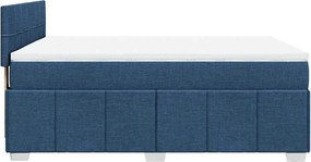 vidaXL Κρεβάτι Boxspring με Στρώμα Μπλε 140x190 εκ. Υφασμάτινο