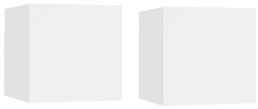 Κομοδίνα 2 Τεμαχίων Λευκά 30,5 x 30 x 30 εκ. από Μοριοσανίδα