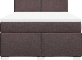 vidaXL Κρεβάτι Boxspring με Στρώμα Σκούρο Καφέ 140x190 εκ. Υφασμάτινο