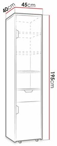 Βιβλιοθήκη Omaha G116, Με συρτάρια, Με πόρτες, Κλειστό, Πλαστικοποιημένη μοριοσανίδα, Ο αριθμός των θυρών: 2, Αριθμός συρταριών: 1, 195x45x40cm