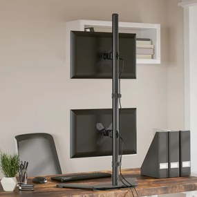 vidaXL Βάση Οθόνης Διπλή VESA Μαύρη 75/100 χιλ. από Ατσάλι