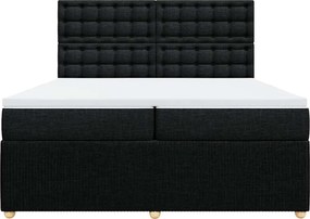 vidaXL Κρεβάτι Boxspring με Στρώμα Μαύρο 200x200 εκ. Υφασμάτινο