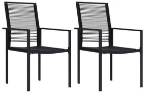 312171 vidaXL Καρέκλες Κήπου 2 τεμ. Μαύρες από Ρατάν PVC Μαύρο, 1 Τεμάχιο