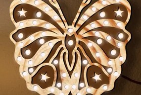 Σετ των 2 Intra απο ξύλο plywood 3mm-4mm πάχος Butterfly Led Night Light Δίασταση 15x15 cm INTRAFABR-100113918
