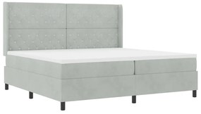 vidaXL Κρεβάτι με ελατήρια Ανοιχτό γκρι 200 x 200 cm Βελούδο