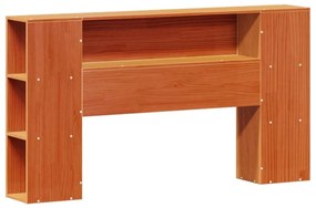 Κρεβάτι Βιβλιοθήκη Χωρίς Στρώμα 140x190 εκ Μασίφ Ξύλο Πεύκου - Καφέ