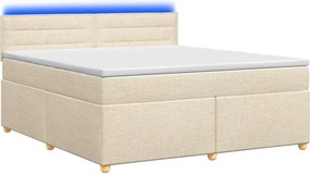 vidaXL Κρεβάτι box spring με στρώμα Κρεμ 140 x 200 cm Ύφασμα