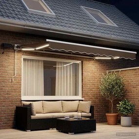 vidaXL Χειροκίνητο πλαίσιο τέντας με LED Taupe 3 x 2 m