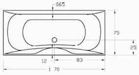 Μπανιέρα Sanitec Iris-170 x 75 εκ.