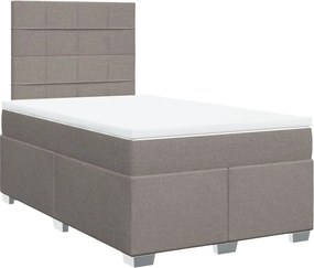 vidaXL Κρεβάτι Boxspring με Στρώμα Taupe 120x190 εκ. Υφασμάτινο