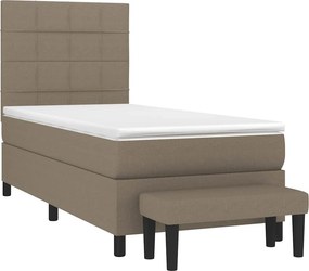 vidaXL Κρεβάτι Boxspring με Στρώμα Taupe 90x190 εκ.Υφασμάτινο