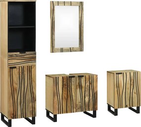 vidaXL Σετ Επίπλων Μπάνιου με συρτάρι 4 pcs Καφέ Επεξεργασμένο ξύλο
