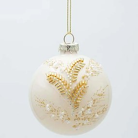 Χριστουγεννιάτικες Μπάλες Φύλλα (Σετ 4Τμχ) 600-47463 8cm Beige-Gold