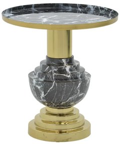 Side table Cogent Inart black-gold metal D46x50cm 46x46x50 εκ.