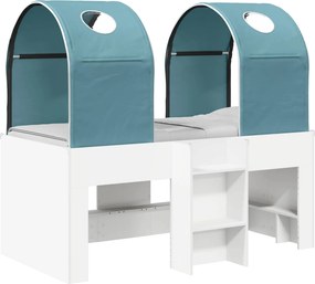 vidaXL Κρεβάτι με Τούνελ 3 τεμ. Λευκό και Γαλάζιο Επεξεργασμένο Ξύλο