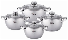 Σετ κατσαρόλας Oliver Voltz OV51210G8B, 8 τεμαχίων, πολυστρωματικός πυθμένας, επαγωγής, ανοξείδωτο ατσάλι, ασημί