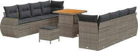 vidaXL Σετ Καναπέ Κήπου με αποθήκευση 11 pcs Γκρι Πολυ ράταν