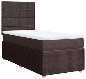 Κρεβάτι Boxspring με Στρώμα Σκούρο Καφέ 90x200 εκ. Υφασμάτινο - Καφέ