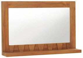 vidaXL Καθρέφτης Τοίχου με Ράφι 60 x 12 x 40 εκ. από Μασίφ Ξύλο Teak