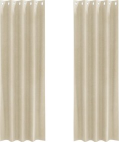 vidaXL Κουρτίνες συσκότισης 2 τμχ. Κρεμ 140 x 245 cm Βελούδο