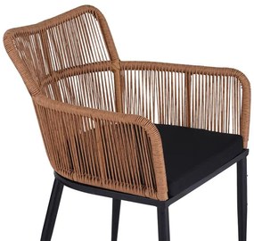 Καρέκλα - Πολυθρόνα Naoki pe rattan - metal σε Φυσικό με μαύρα πόδια/μαξιλάρι 59x62.5x78 εκ. 59x62.5x78 εκ.