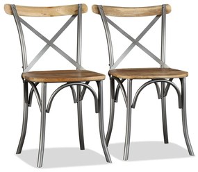 Καρέκλες Τραπεζαρίας 2 τεμ. από Μασίφ Ξύλο Μάνγκο - Πολύχρωμο