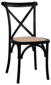 Chair Owen Stackable beech wood Black Matte with crossed back  45x55,5x90 cm