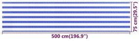 Διαχωριστικό Βεράντας Μπλε / Λευκό 75x500 εκ. από HDPE - Πολύχρωμο