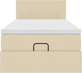 vidaXL Οθωμανικό κρεβάτι με στρώμα Cream 100x200cm ύφασμα