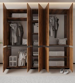 Ντουλάπα Καρυδί / Ανθρακί DREGIU 225x52x212