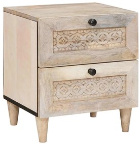 Κομοδίνο με συρτάρι Μπεζ 40 x 33 x 46 εκ. Μασίφ ξύλο ακακίας