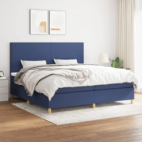 vidaXL Κρεβάτι Boxspring με Στρώμα Μπλε 200x200 εκ. Υφασμάτινο