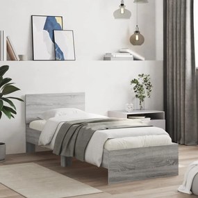 vidaXL Πλαίσιο Κρεβατιού με Κεφαλάρι Γκρι Sonoma 90x190 εκ. Επεξ. Ξύλο