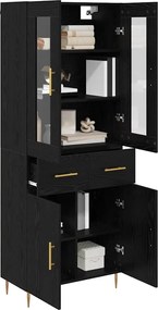vidaXL Highboard με συρτάρι 2 pcs Μαύρη Οξυά Επεξεργασμένο ξύλο