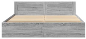vidaXL Πλαίσιο Κρεβατιού με Κεφαλάρι Γκρι Sonoma 180x200εκ. Επεξ. Ξύλο