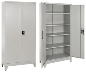 WARDROBE METALLIC DURON  2-LEAF WITH 5 STORAGE SPACES &amp; LEGS-GREY 90Χ40Χ190Hcm.