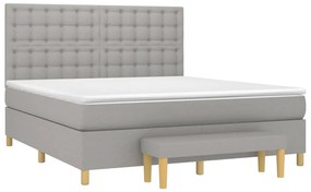 Κρεβάτι Boxspring με Στρώμα Αν. Πράσινο 160x200εκ Υφασμάτινο - Γκρι