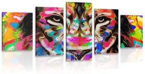 Εικόνα 5 μερών πολύχρωμο κεφάλι λιονταριού - 200x100