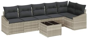 vidaXL Σετ Καναπέ Κήπου 7 pcs Ανοιχτό γκρι Πολυ ράταν