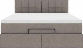 VidaXL Οθωμανικό κρεβάτι με στρώμα & LEDs Taupe 140x200 cm Ύφασμα