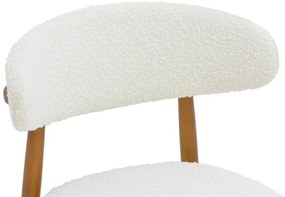 Καρέκλα Τραπεζαρίας Ubene Rubberwood Kαρυδί - Mπουκλέ Ύφασμα Λευκό 51x56x79εκ. 2αδα 51x56x79 εκ.