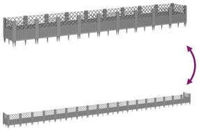 vidaXL Ζαρντινιέρα με Πασσάλους Γκρι 363,5x43,5x43,5εκ. Πολυπροπυλένιο