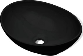 vidaXL Νιπτήρας Οβάλ Μαύρος 40 x 33 εκ. Κεραμικός