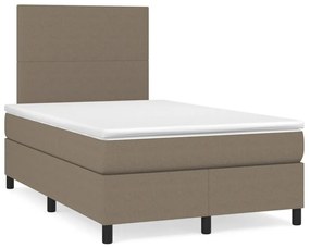 Κρεβάτι Boxspring με Στρώμα & LED Taupe 120x190 εκ. Υφασμάτινο - Μπεζ-Γκρι