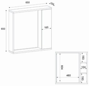 Καθρέπτης μπάνιου Deal Μegapap χρώμα λευκό 65x15,3x65εκ.