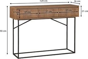 Κονσόλα Amedeo Megapap χρώμα καρυδί 120x36x90εκ.