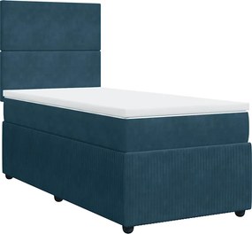 vidaXL Κρεβάτι Boxspring με Στρώμα Μπλε 100x200 εκ. Βελούδινο