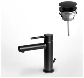 Eurorama Tonda Black Matt 145310-400 Μπαταρία Νιπτήρος με Aυτόματη Βαλβίδα+Βαλβίδα clic-clac